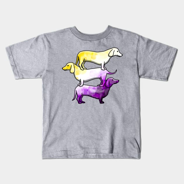 Wiener Goggies Enby Kids T-Shirt by Art by Veya